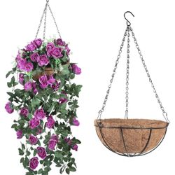 Artificial Flowers Hanging Basket for Outdoor Indoor