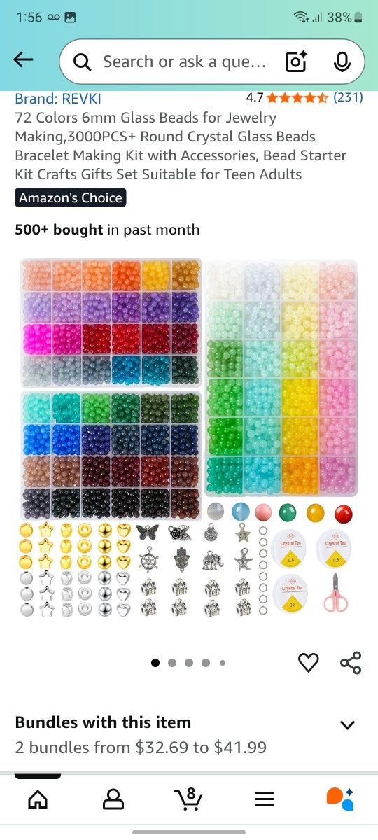 Two Crystal glass beads bracelet making kit