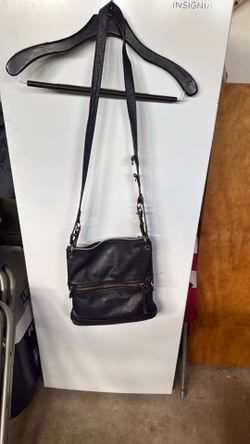 Black leather cross body purse