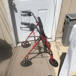 Wheelchair Rollator Rolling Walker, Red