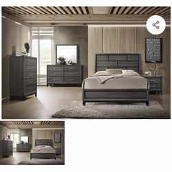 4- Pc Bedroom set Dresser,Mirror  Nightstand (1) Queen size bed frame  Not including Mattress and Box Sp