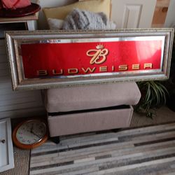 Antique Rare Glass Collectible Budweiser Glass Sign