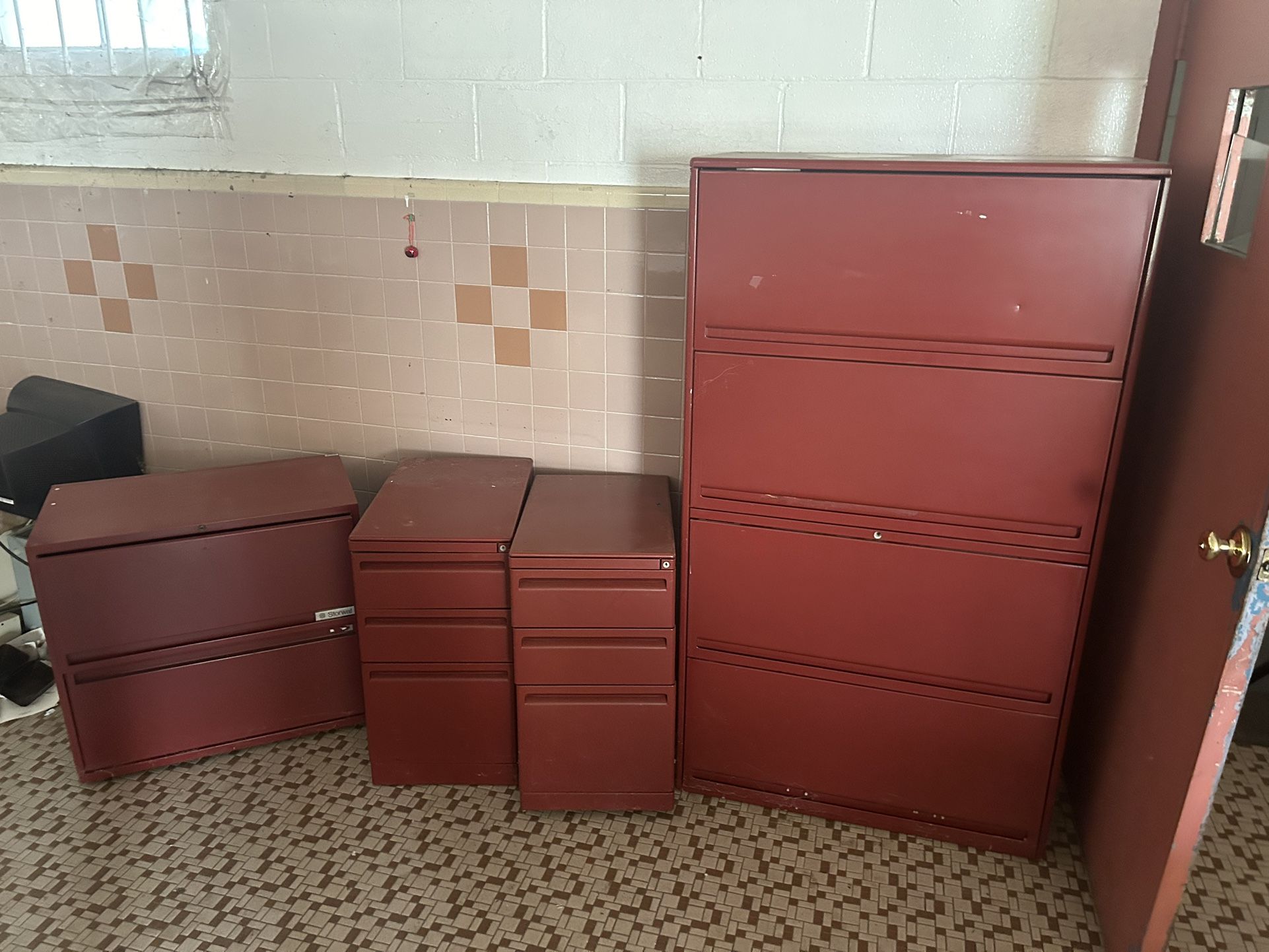 Burgundy Steel File Cabinets (4 Pc) $30