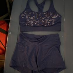 Victoria Sport Matching Workout Set – Women’s M Bra / S Shorts, Navy Blue Activewear