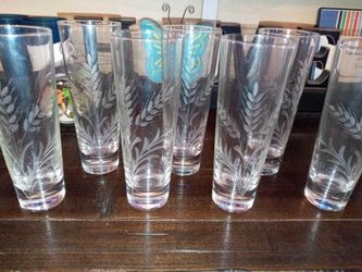 8 Etched Drinking Glasses