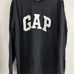 GAP Sweatshirt Mens XL Black Big Logo Crewneck Fleece Pullover