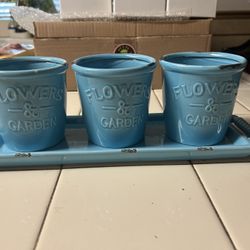 Flower Planter Pots And Tray 