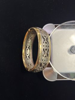 Gold and Silver Filigree Bangle Bracelet
