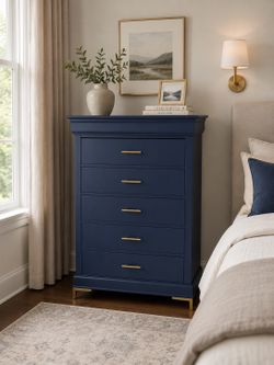 Navy Blue Tall Boy Dresser