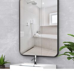 20x30 inch Black Framed Rectangle Mirror Bathroom Mirror for Wall Decor Hangs Horizontally or Vertically for Bathroom Bedroom LivingRoom Entryw