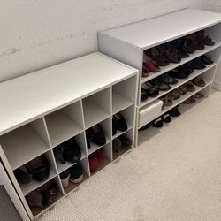3 Shoe Storage Organizers for closet white