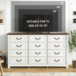 Farmhouse 12-Drawer Chest of Drawers for Bedroom