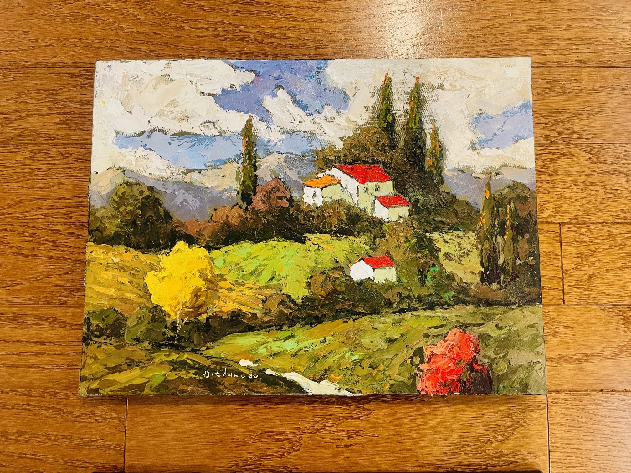 Colorful Italian Villa, Signed Oil Painting