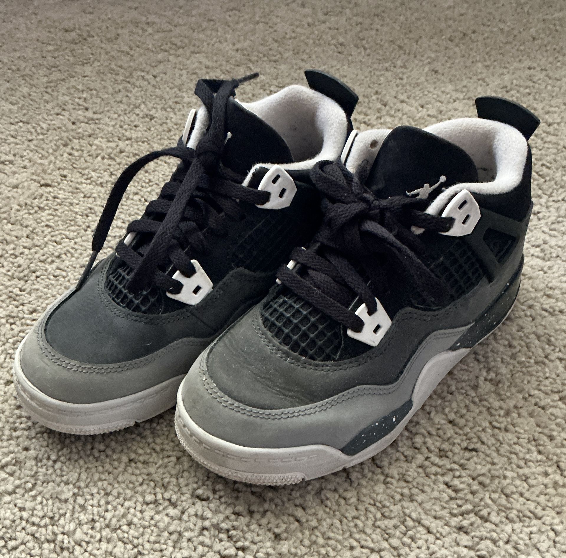 Nike Jordan 4 Retro Fear 2024 Black White Grey Teens Size 13c