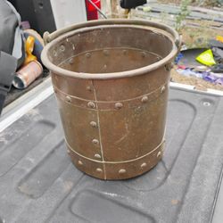 Copper and Brass Bucket, Watering Can, and Mug