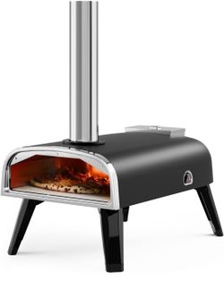 Pizza Oven Outdoor 12" Wood Fired Pizza Ovens Pellet Pizza Stove for Outside, Portable Stainless Steel Pizza Oven for Backyard Pizza Maker Portable 