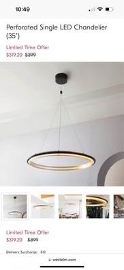 West Elm Perforated Single LED Chandelier (35")