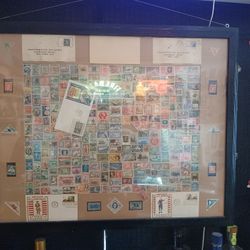 Collectable Frame Of Stamps Vintage