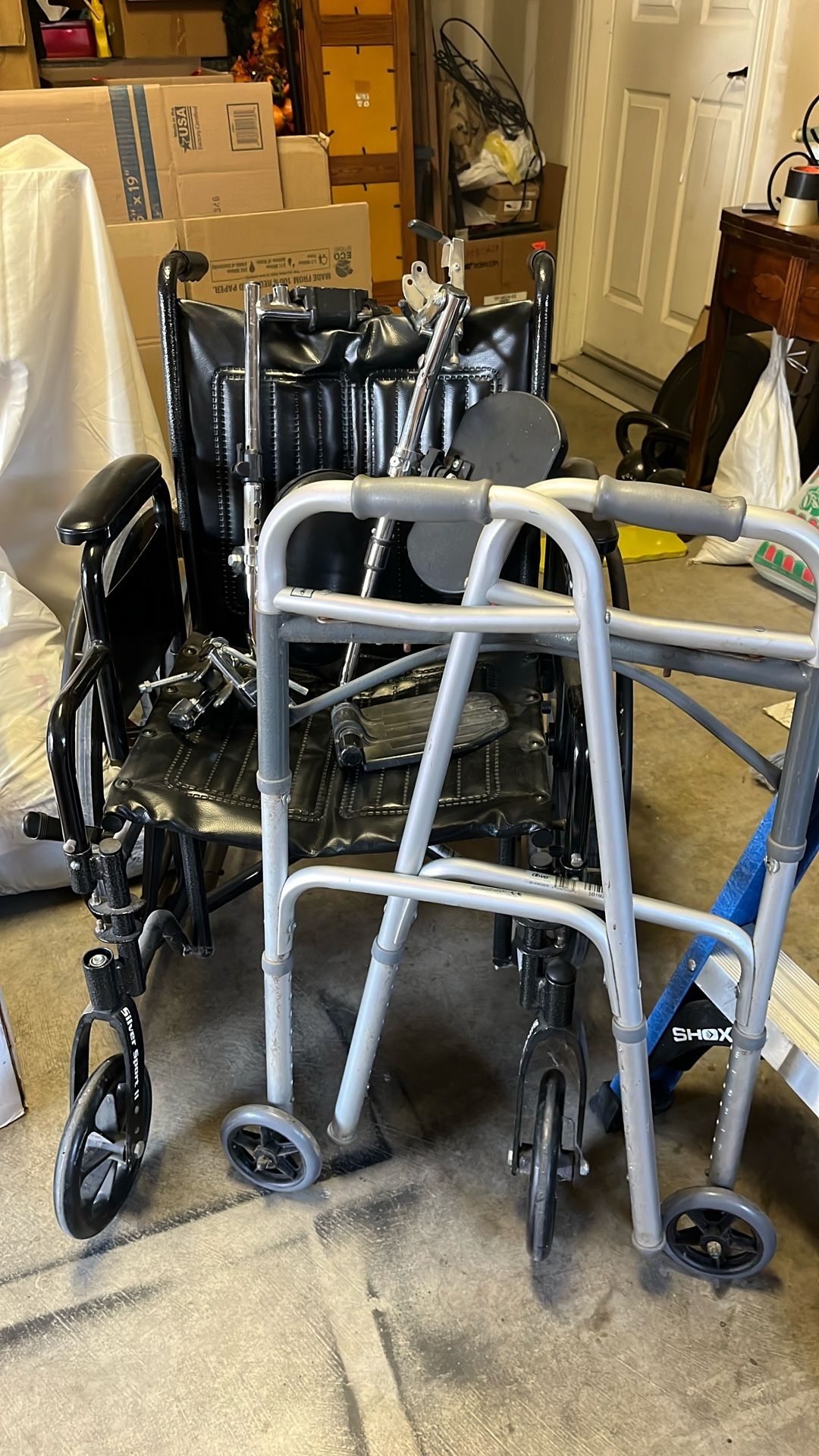 Used Wheelchair w/leg rests and Basic Walker - PRICED AS SET