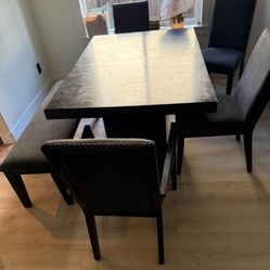Table, 4 Chairs, and a bench 