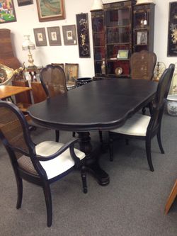 Black Distressed Cane Chair Dining Set