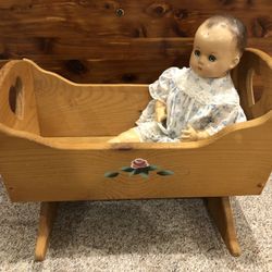Wood Doll Cradle (doll Not included)