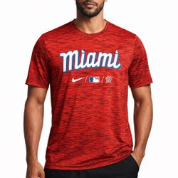 Nike City Connect Miami Marlins MLB Dri-Fit Red T-Shirt Men’s Large Baseball MLB