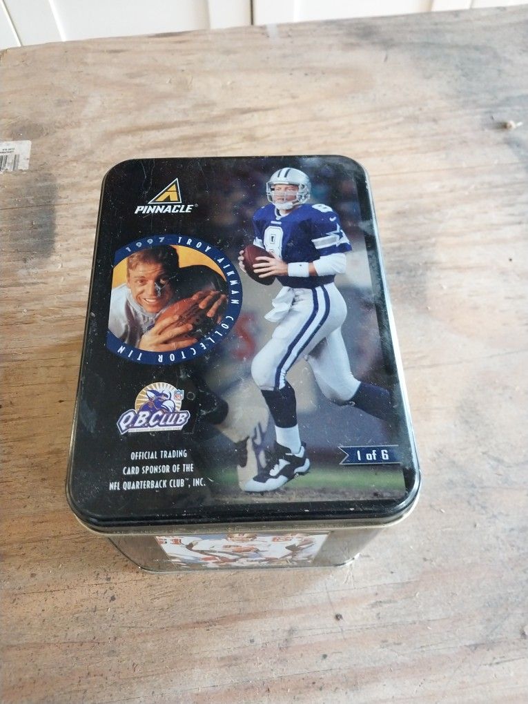 Collector Tin Empty Pinnacle 1997 Troy Aikman Collector Tin