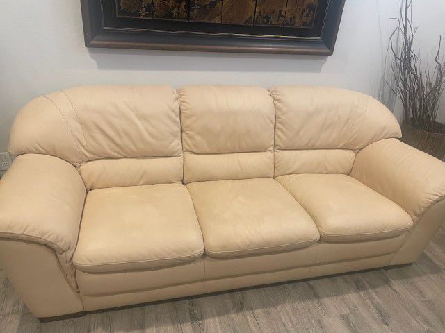 White Leather Couch 88 Inches
