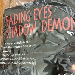 Halloween Costume Fading Eyes Shadow Demon Kids M- 8-10