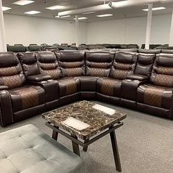 SALE!! BRAND NEW Phoenix 2Tone Brown Reclining Sectional