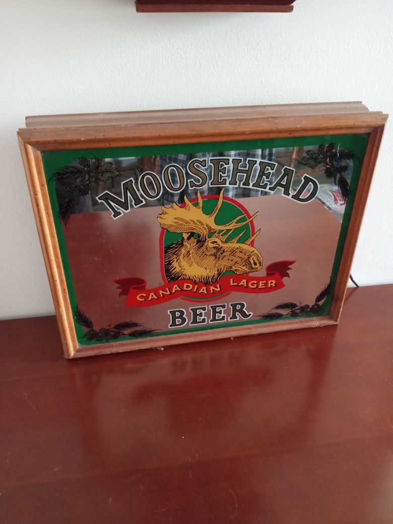 Moose Head Beer Mirror With Light