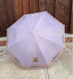 *Vintage Gloria Vanderbilt Signature Lavender & Gold Swan Umbrella