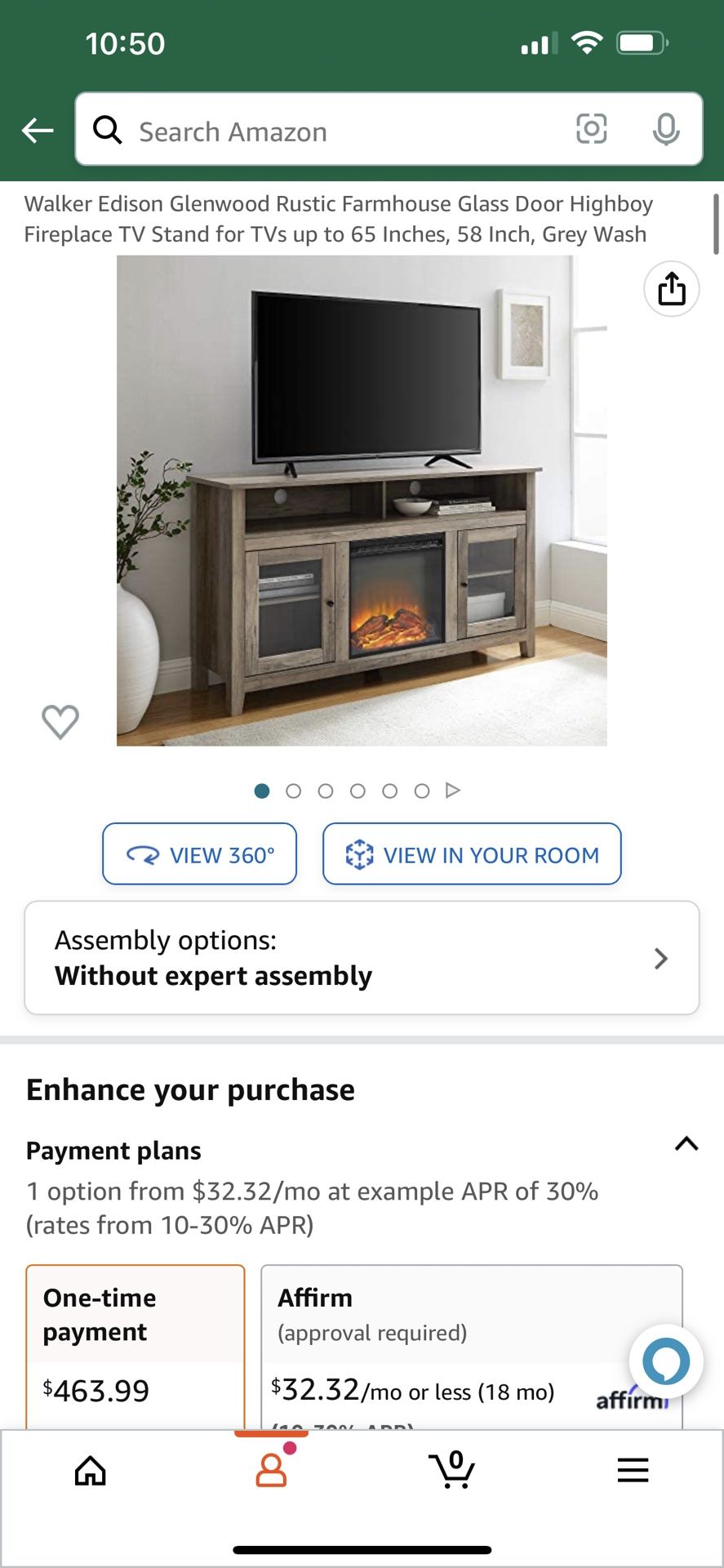 Walker Edison Glenwood Rustic Farmhouse Glass Door Highboy Fireplace