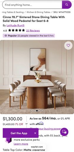 Stone Dining Table with Solid Wood Pedestal