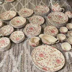 RARE 75-Piece Johnson Brothers Rose CHINTZ Dinnerware Set - Made in England!