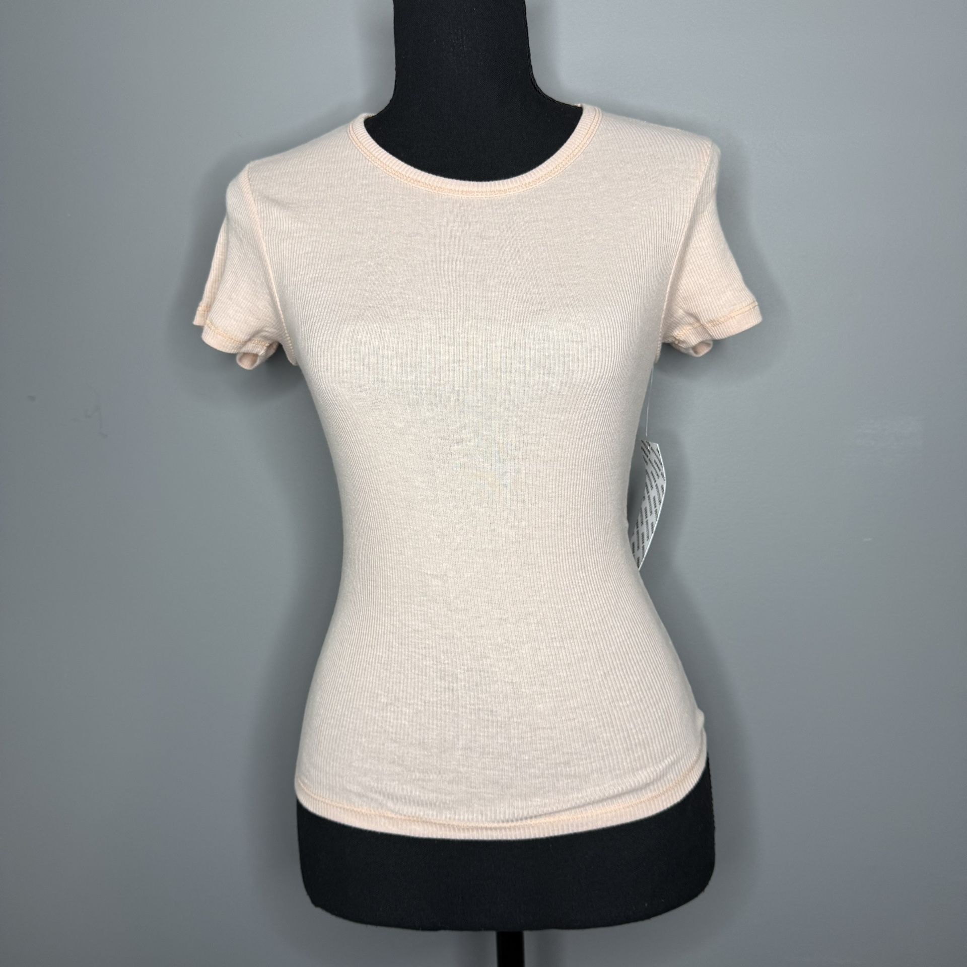 Urban Outfitters Light pink short sleeve top with ribbed texture