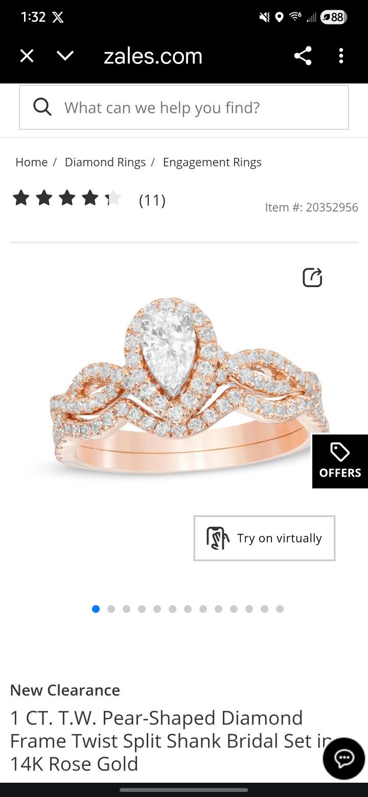 1CT Diamond Rose Gold Engagement Ring 14k