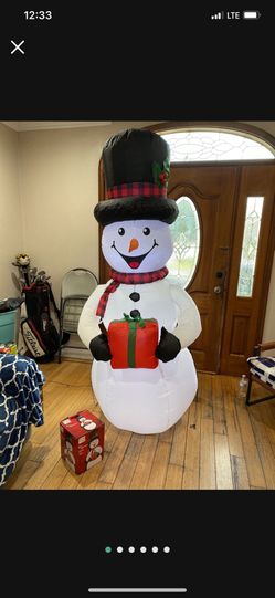 Gemmy 6.5' Airblown LED Snowman with Christmas Gift Yard Inflatable New 