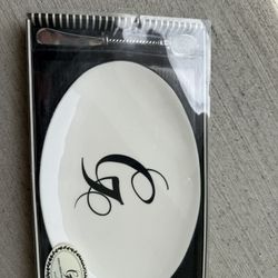 Mudpie Ceramic Initial “H” Cheese Plate & Initialed Server Knife 9.5x6.5”