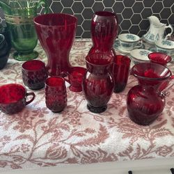 Vintage Reds..  Vases, Cups, Etc 