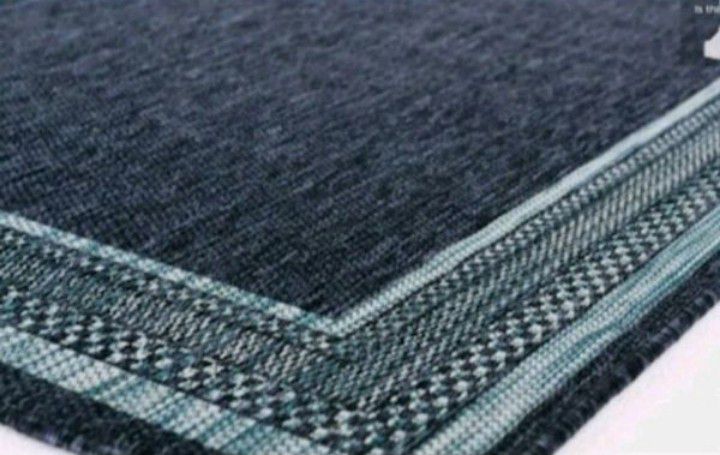 New Blue Aqua Border Flat Woven Weave 5' x 7' Indoor/Outdoor Area Rug