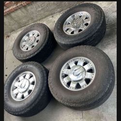 4 - 35x12.50r17LT 8x6.5 8x165.1 Stock Hummer H2 Chrome Rims Wheels With Tires!!!!!!!!!!!