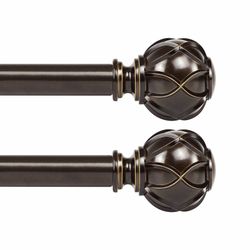 KAMANINA 1 Inch Curtain Rod Telescoping Single Drapery Rod 28 to 48 Inches (2.3-4 Feet), 2 Pack Antique Bronze Curtain Rods for Windows 16 to 44 Inche