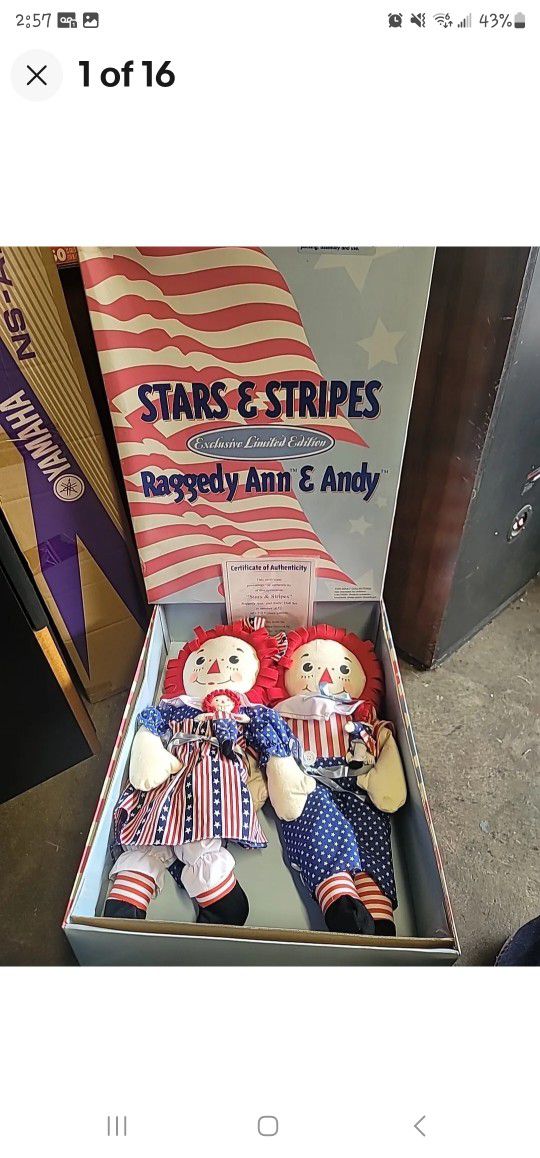Raggedy Ann And Andy Exclusive Limited Edition Stars And Stripes Applause w/ COA