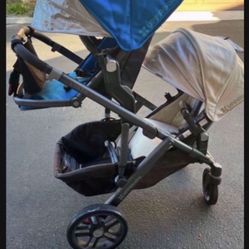 Uppababy Vista Double Stroller With Rumble Seat And Adapters