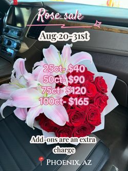 All rose bouquets on sale until  August 31st