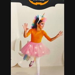 Girl's Lightup Unicorn Halloween Costume 🎃tutu Skirt And Headpiece 