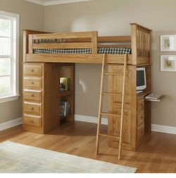 Twin bunk bed and desk