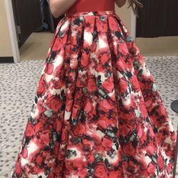 Red Floral Prom Dress Size 4 by BLUSH Brand Originally $495